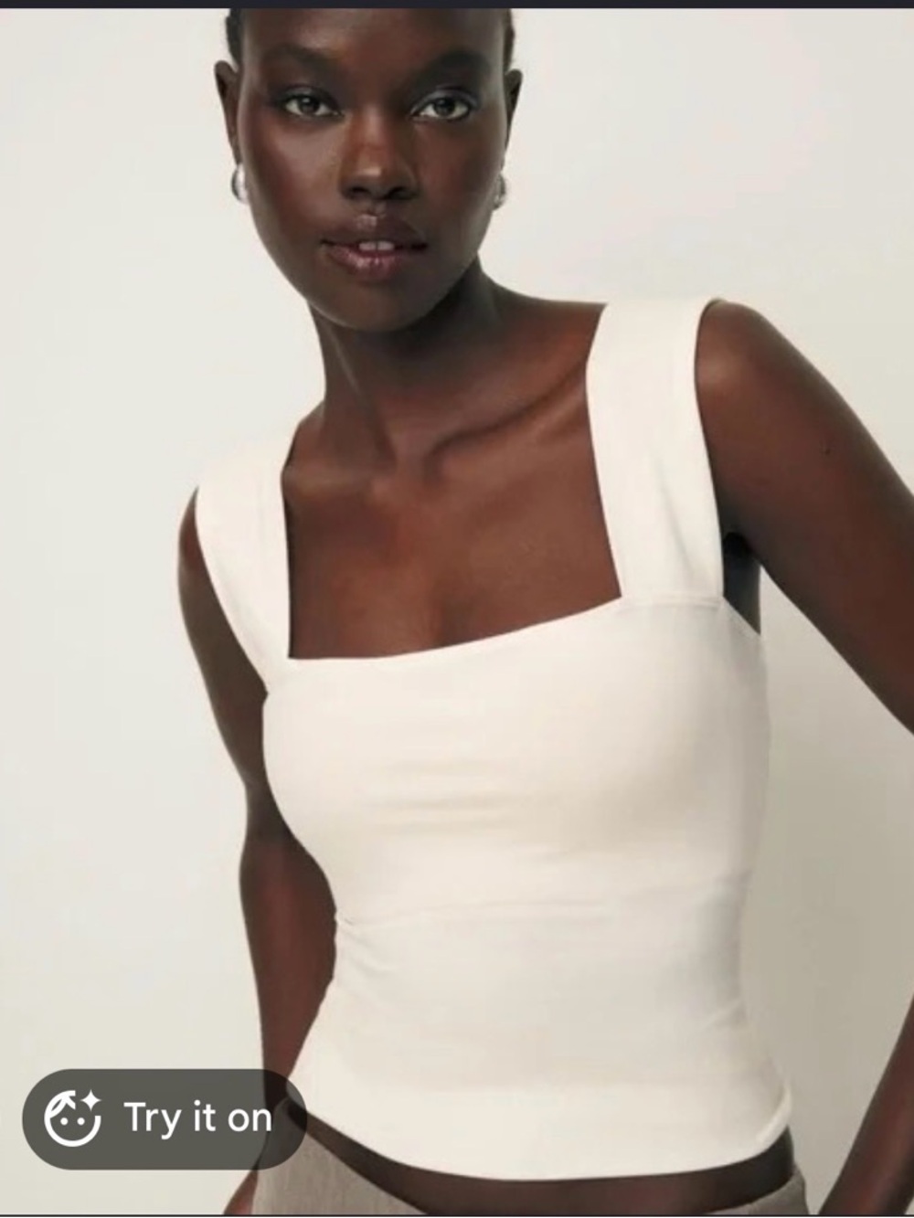 Reformation Cream Square-Neck Tank Top